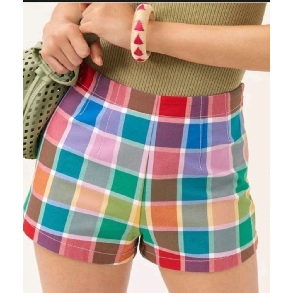 Maeve Anthropologie Rainbow Gingham Shorts Women's 14